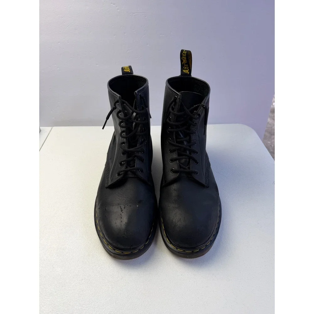 Vintage Dr Martens 1460 England Black Leather Boots 8-Eye Combat Shoes US 13